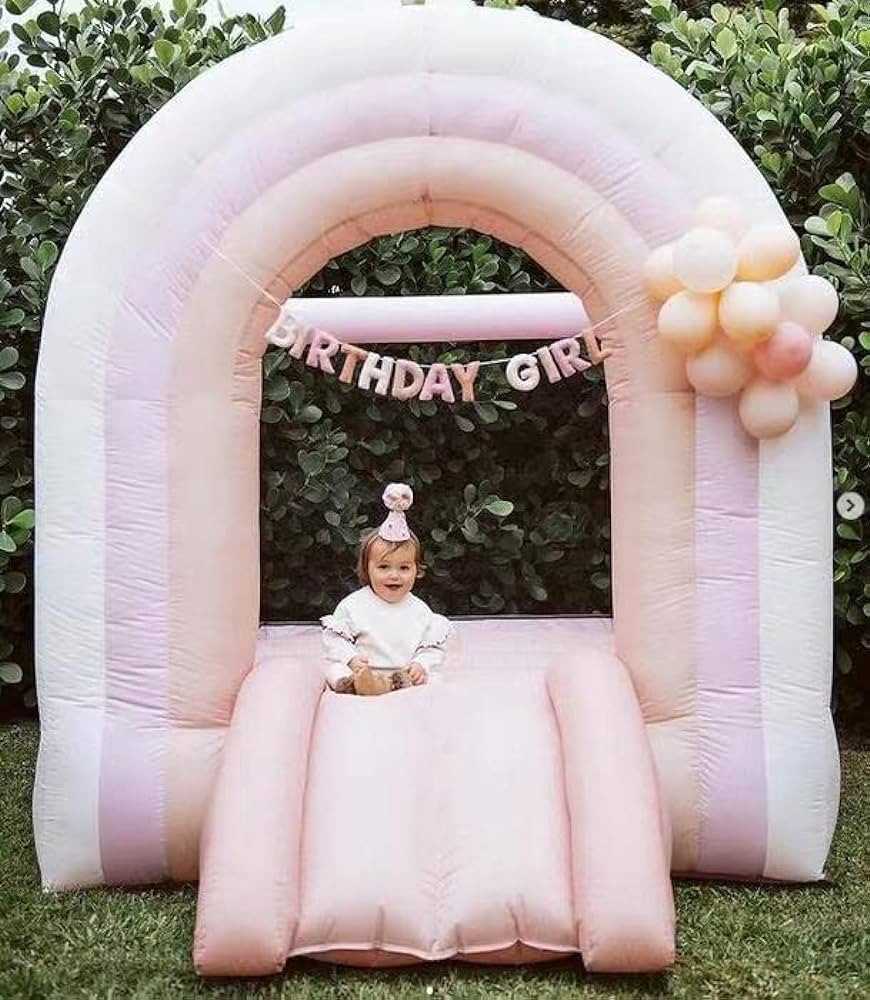 SWEETIEBOUSE Rainbow Bounce House with Slide for Toddlers 1-8 Kids 6x8ft Pink Indoor Small Mini I... | Amazon (US)