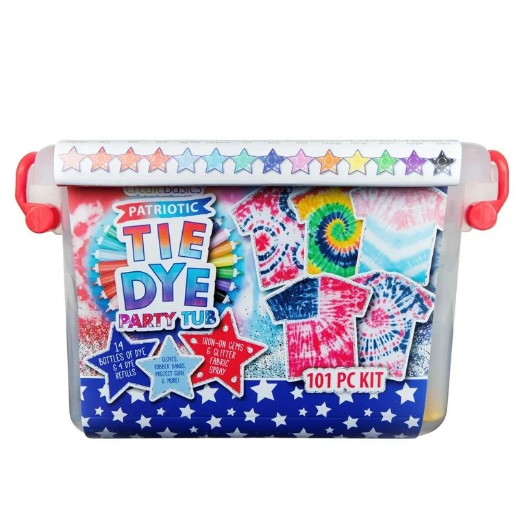 Create Basics Tie Dye Party Tub, Patriotic, 14 Bottles Pre-Filled Easy-Squeeze, 4 Dye Refill Pack... | Walmart (US)