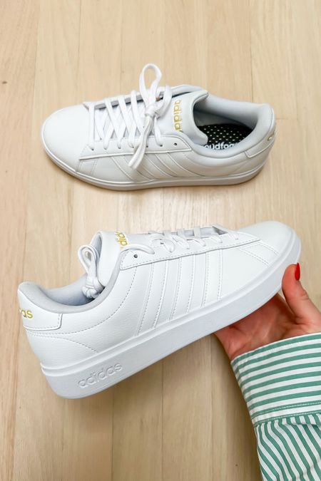 Neutral white sneakers - everyday casual shoes. These adidas white sneakers go great with jeans, denim shorts, summer dress - pretty much anything 🥰

#LTKSeasonal #LTKshoecrush #LTKfindsunder50