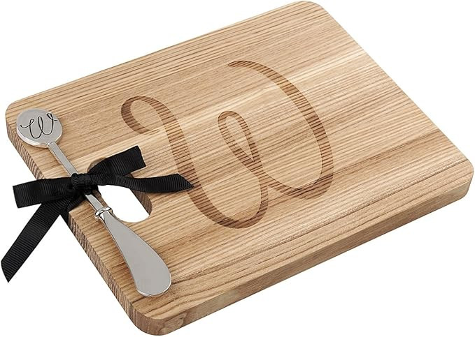 ANDREW FAMILY Monogram Fraxinus Mandshurica Solid Wood Cheese Board With Spreader-W | Amazon (US)