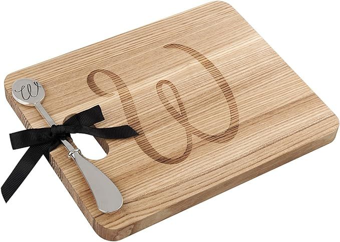 ANDREW FAMILY Monogram Fraxinus Mandshurica Solid Wood Cheese Board With Spreader-W | Amazon (US)