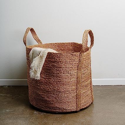 GooBloo Large Woven Storage Basket 100% Jute - 17 x 17” Tall Decorative Jute Rope Basket for Li... | Amazon (US)