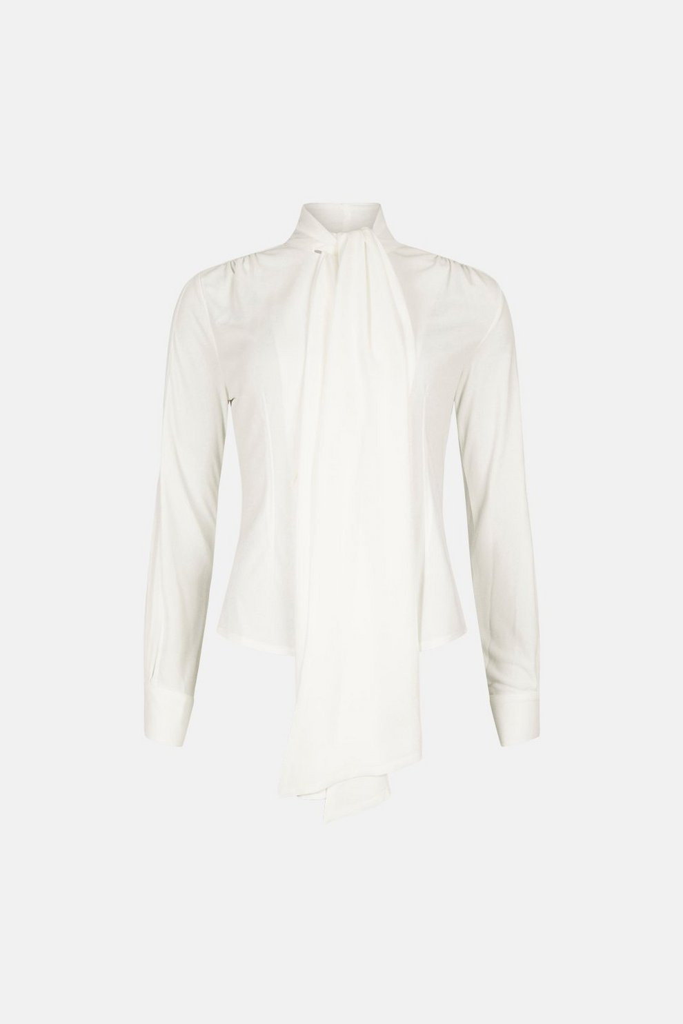 High Neck Bow Detail Jersey Top | Karen Millen UK & IE