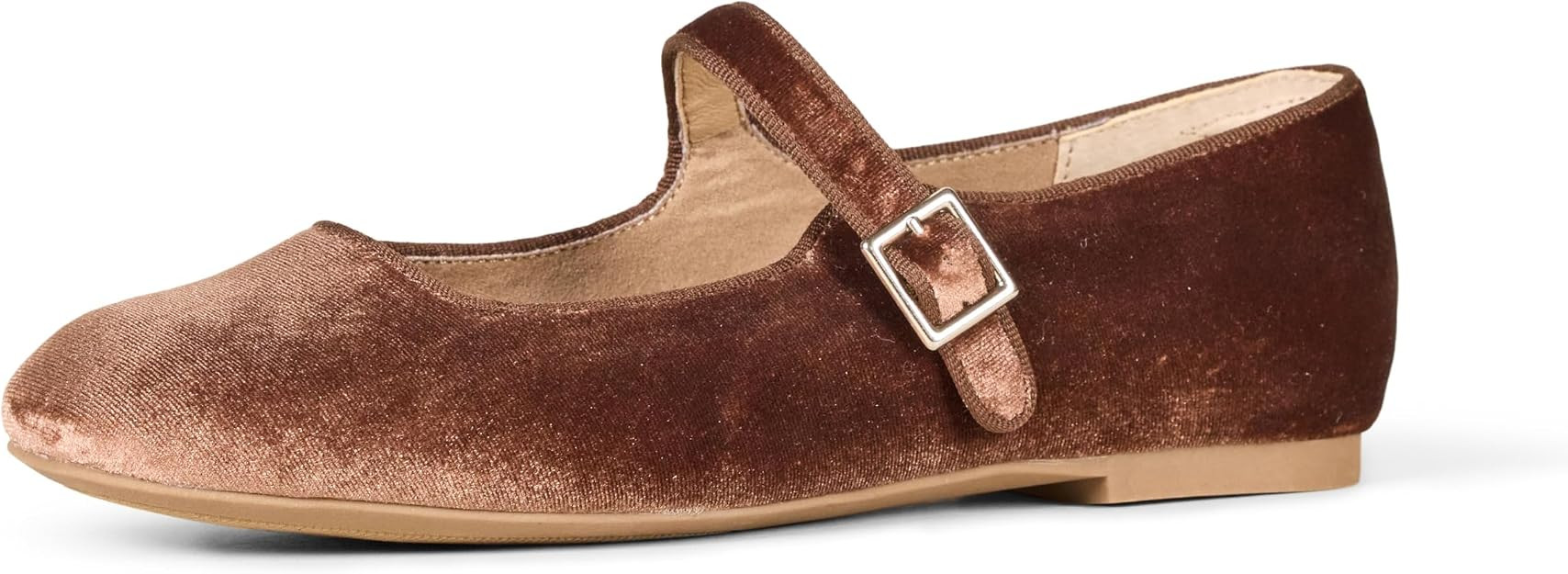 Amazon Essentials Women's Velvet Mary Jane Ballet Flat with Buckle Strap | Amazon (US)
