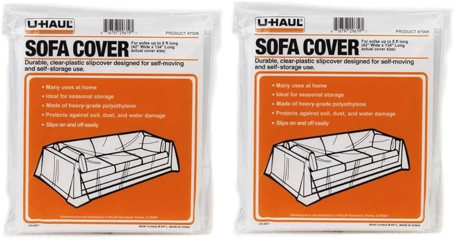 U-Haul Sofa Covers - 2 Pack – Plastic Moving and Storage Covers for Couches Up to 8’ Long –... | Amazon (US)