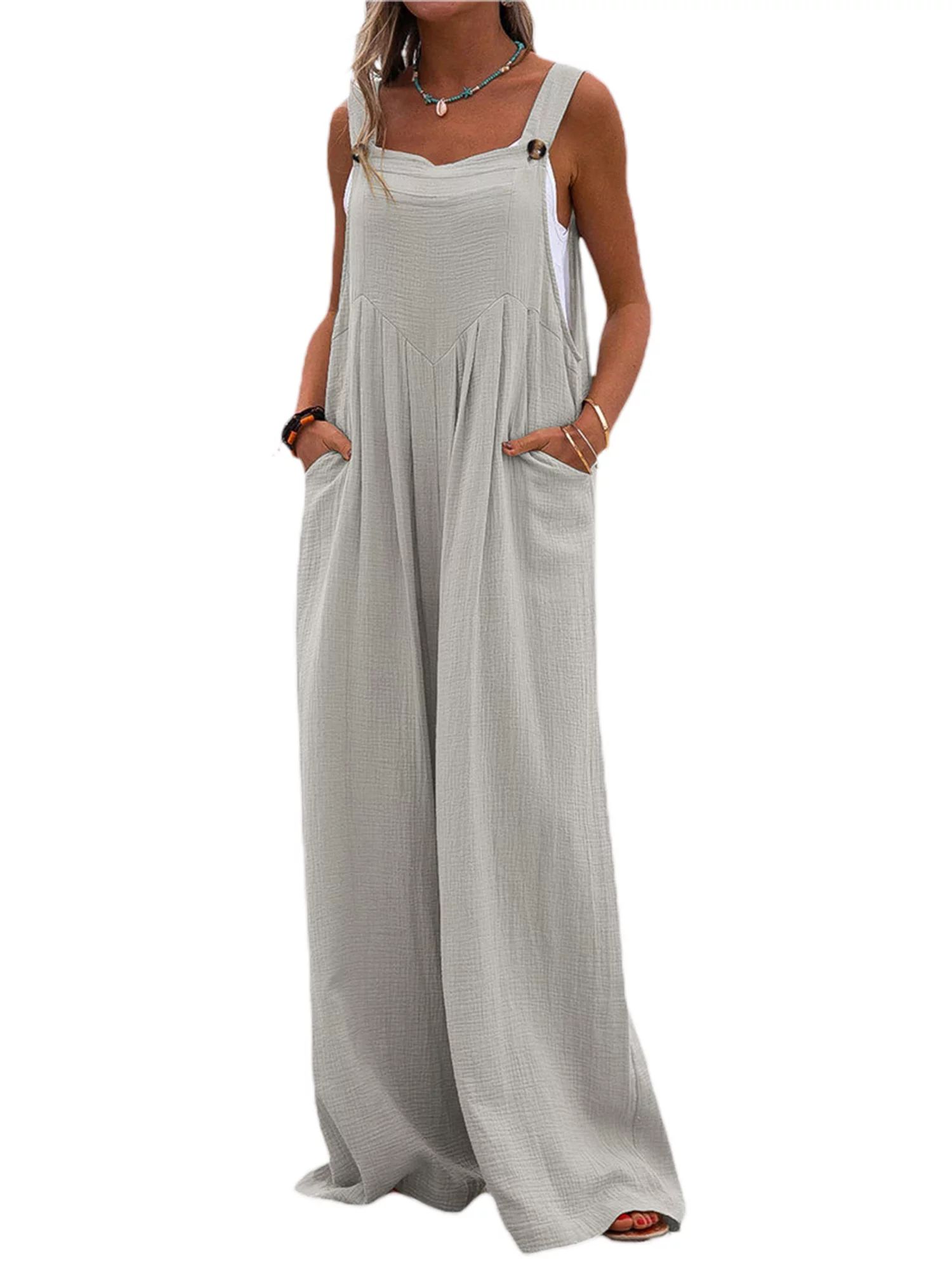 Afunbaby Women's Loose Casual Baggy Sleeveless Overall Long Jumpsuit Playsuit Trousers Pants - Wa... | Walmart (US)