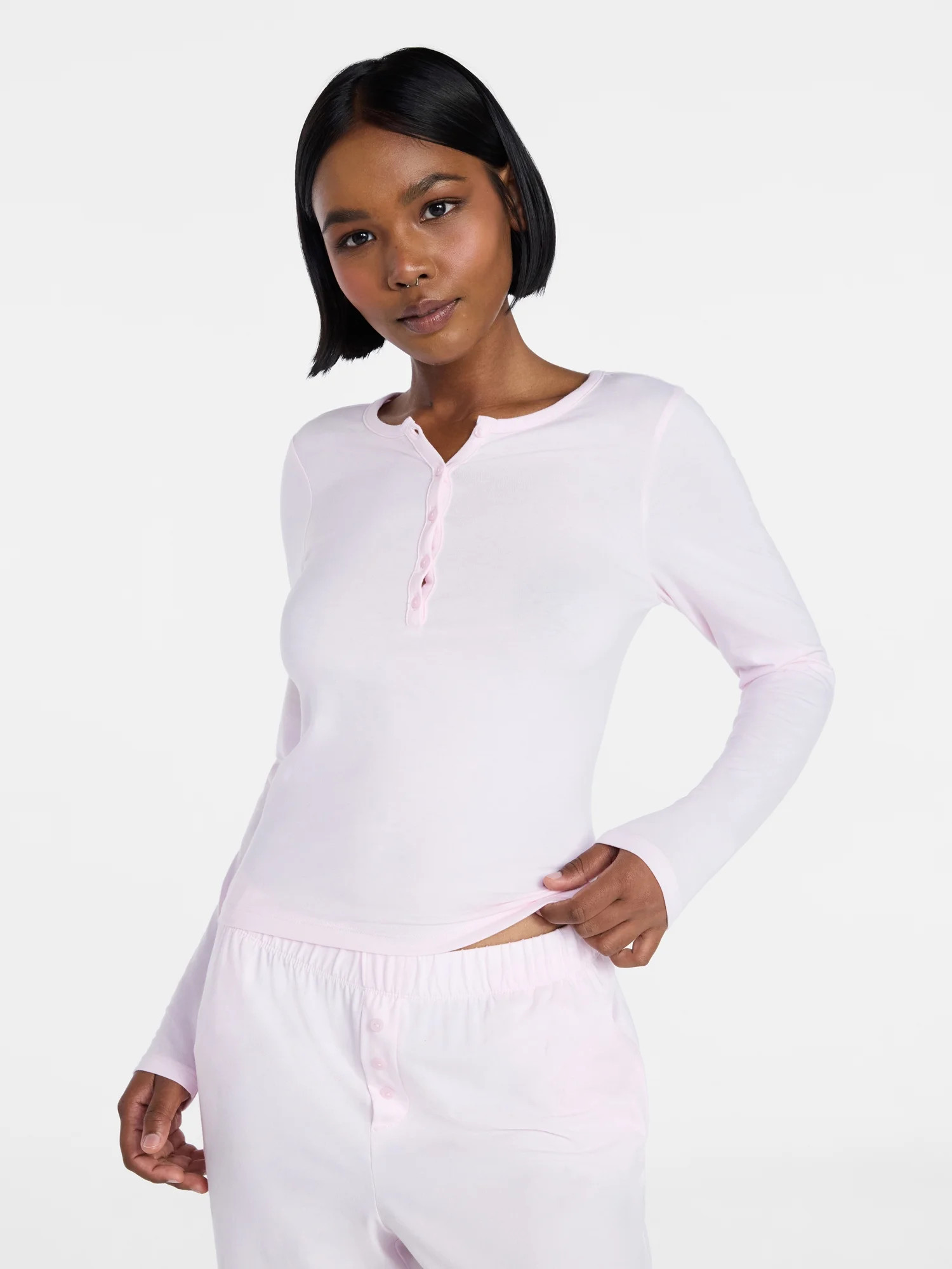 No Boundaries Cloud Core Sleepwear Henley Shirt, Women's XS-XXL | Walmart (US)