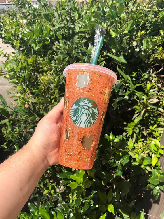 STARBUCKS CUP GLITTER Fall Leaves reusable Cup-venti Cup Ice - Etsy | Etsy (US)