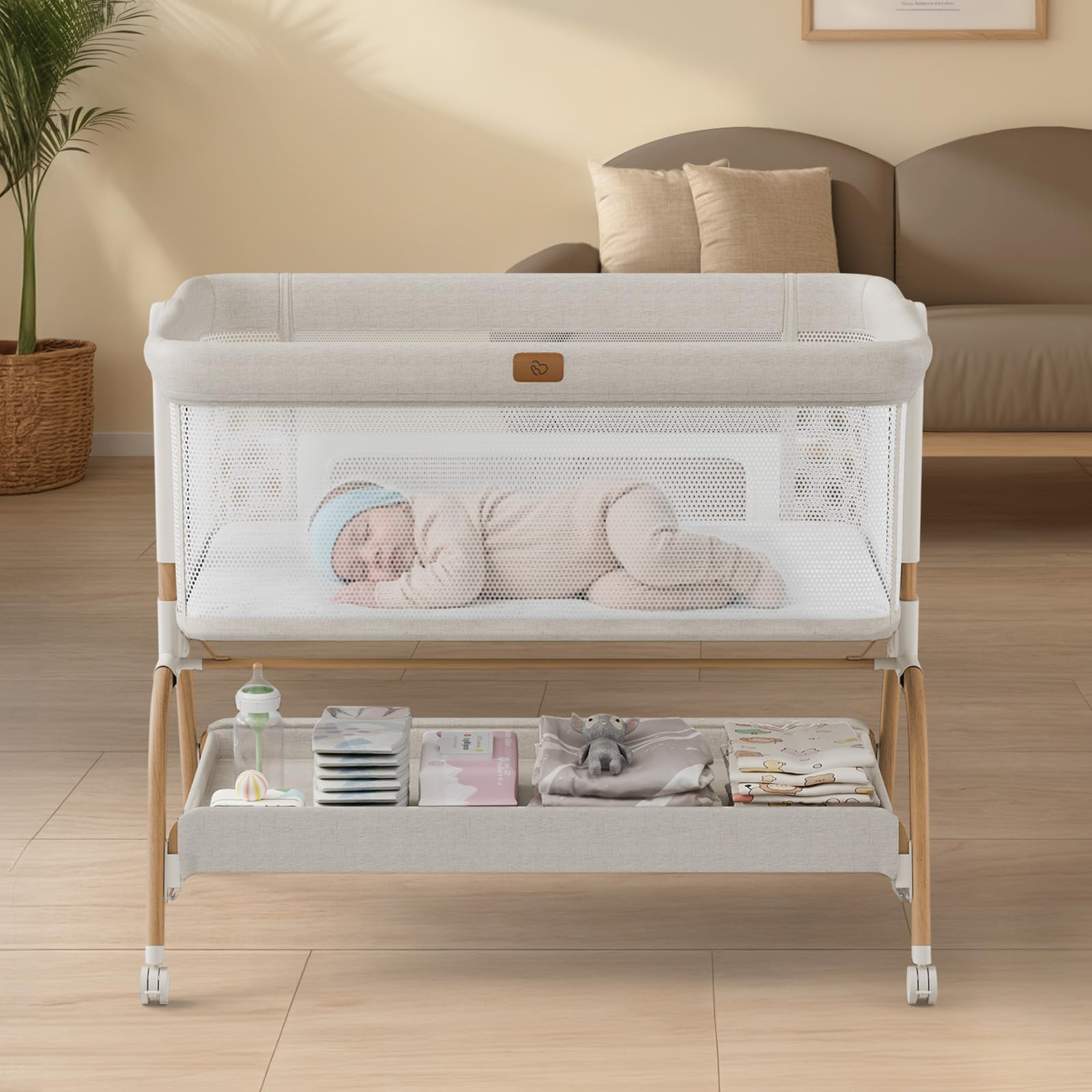 Baby Bassinet Bedside Crib, 3-in-1 Baby Bassinet Bedside Sleeper with Mattress and Soft, Breathab... | Amazon (US)