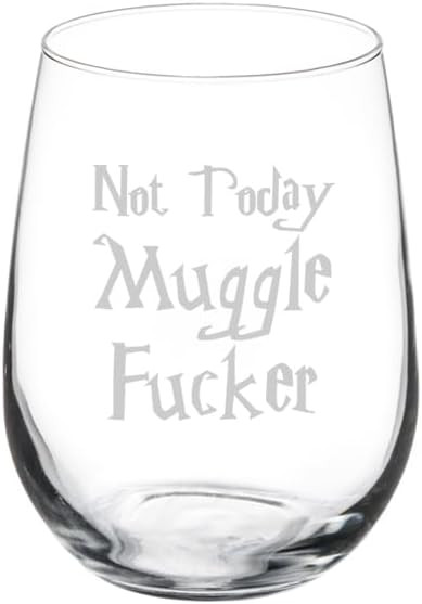 Wine Glass Goblet Gift Not Today Muggle Fcker (17 oz Stemless) | Amazon (US)