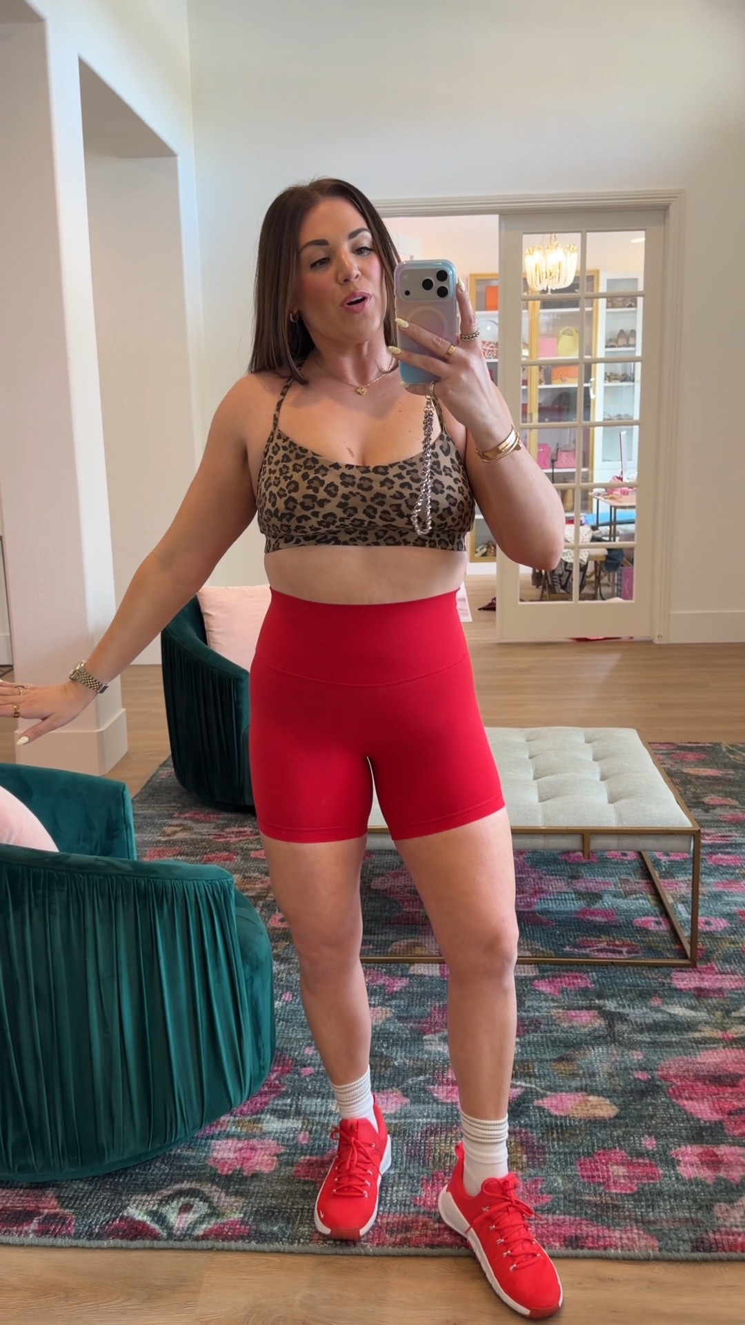 curvy midsize fitness workout look! obsessed with the new leopard print from lululemon. in the size 8 in shorts and size 12 in bra 

#LTKfitnessgoals #LTKMidsize #LTKActive