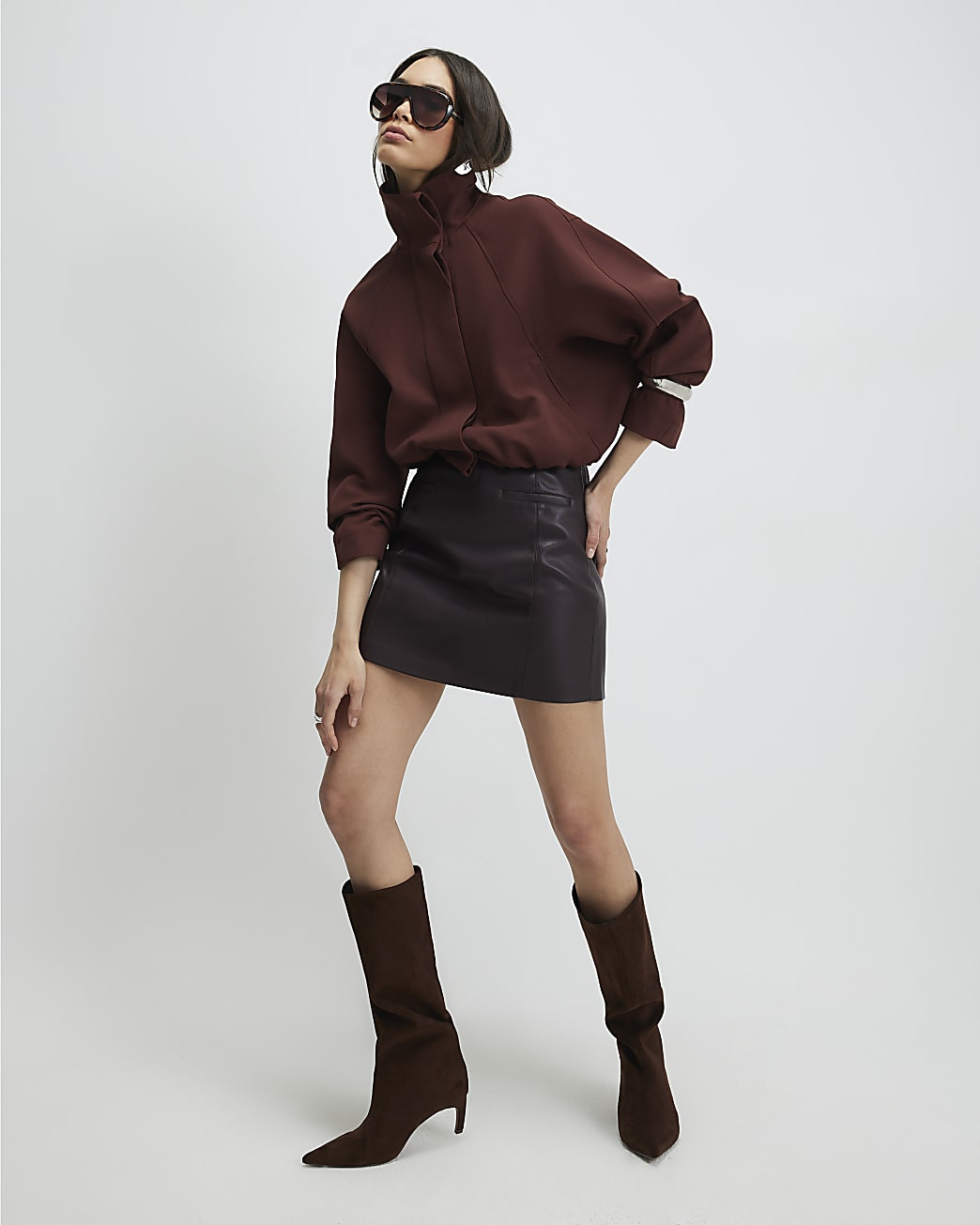 Red Faux Leather Pocket Detail Mini Skirt | River Island UK & IE