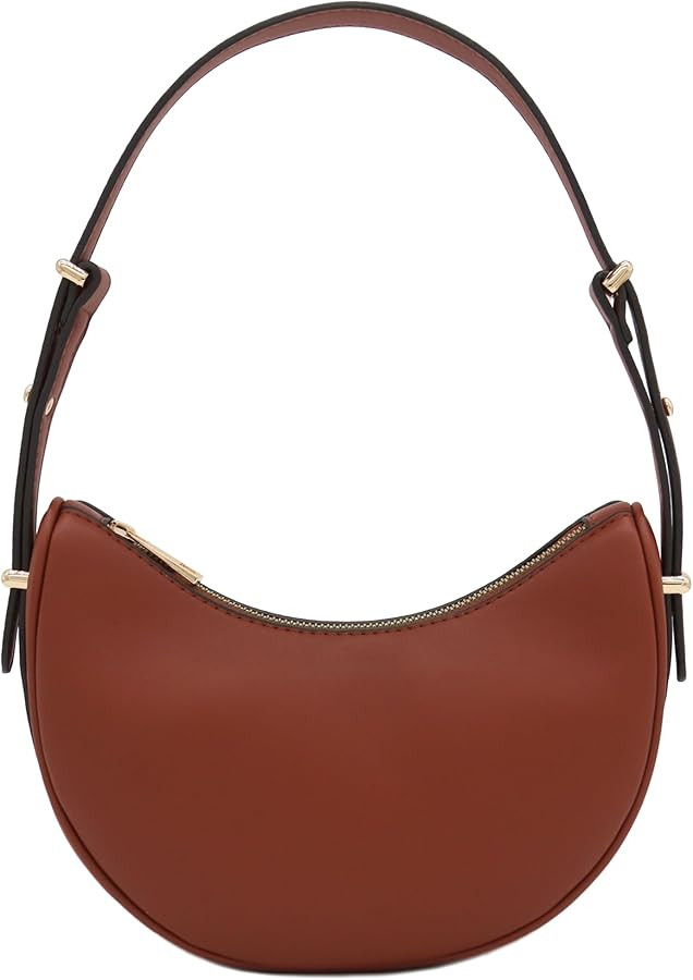 Small Crescent Smooth PU Leather Armpit Shoulder Bag | Amazon (US)