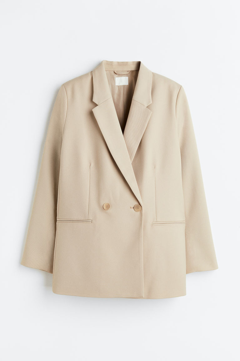 H & M - Double-breasted blazer - Beige | H&M (UK, MY, IN, SG, PH, TW, HK)