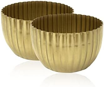 Serene Spaces Living Pale Gold Bowl, Scalloped Floral Accent, Set of 2, Each Measures 3" Tall and... | Amazon (US)
