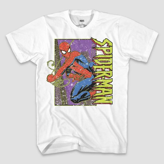 Men's Marvel Spider-Man Short Sleeve Graphic T-Shirt - White | Target