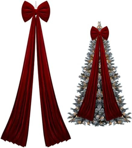 Christmas Tree Bows 79x16 Inch Extra Large Velvet Big Red Bow Christmas Decorations for Home Wrea... | Amazon (CA)