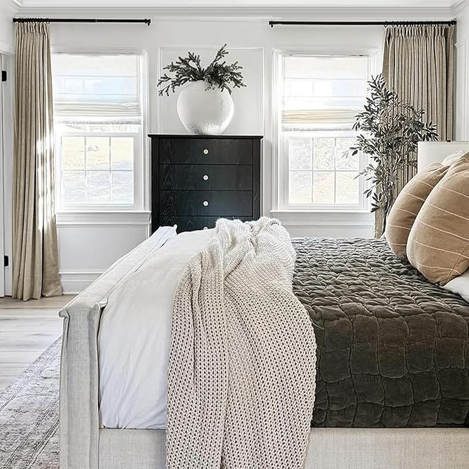 TWOPAGES 52 W x 84 L inch Pinch Pleated Curtain Room Darkening Linen Drapery for Bedroom Living R... | Amazon (US)