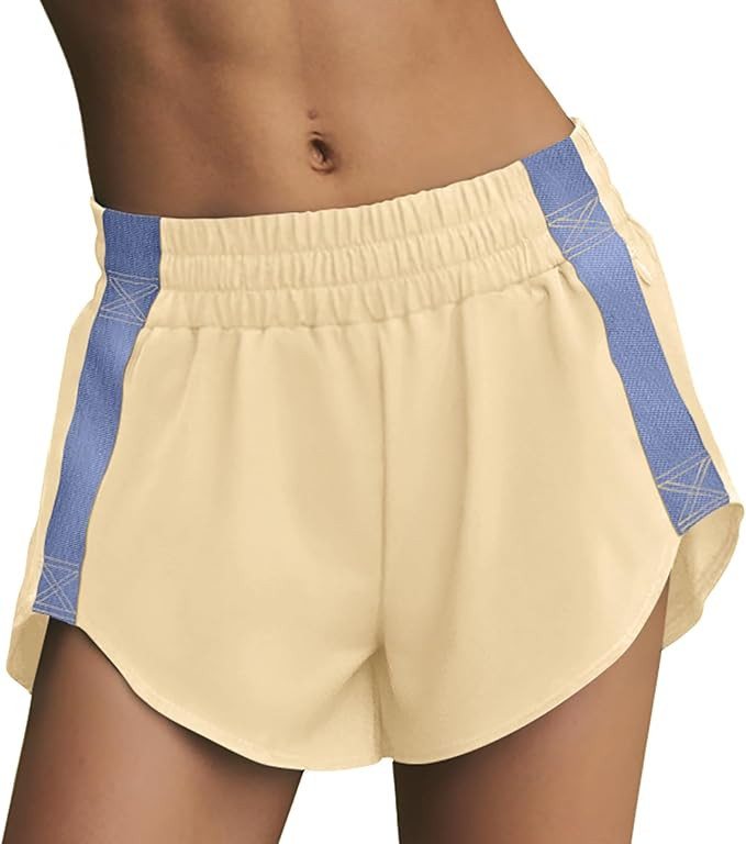 LASLULU Womens Running Shorts Contrast Color Biker Athletic Workout Summer Gym Shorts Quick Dry w... | Amazon (US)