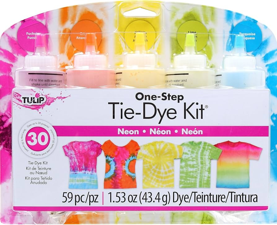 Tulip One-Step Tie-Dye Kit Neon, Party Activity, Permanent Fabric Dye, Vibrant Colors, Easy Clean... | Amazon (US)