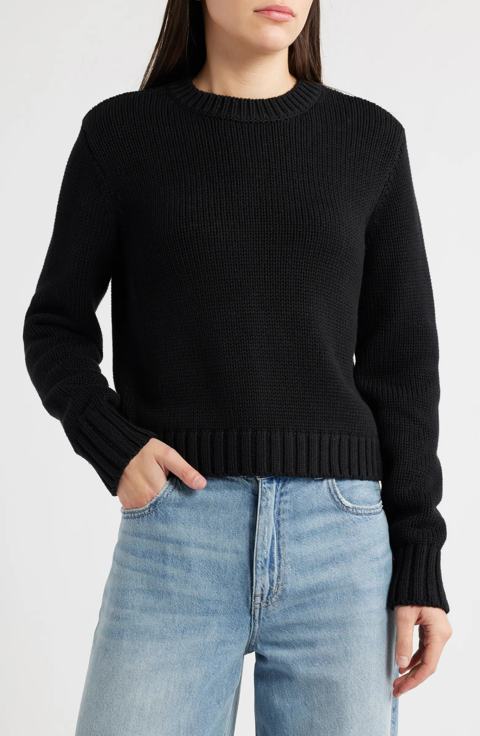 Solid Relaxed Cotton Sweater | Nordstrom