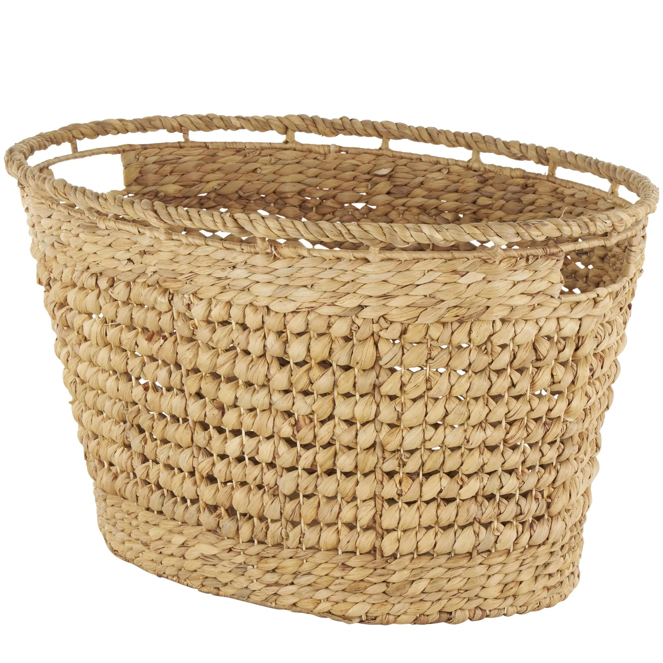 DecMode 30" x 17" Brown Seagrass Handmade Woven Oval Storage Basket with Elevated Rim and Slot Ha... | Walmart (US)