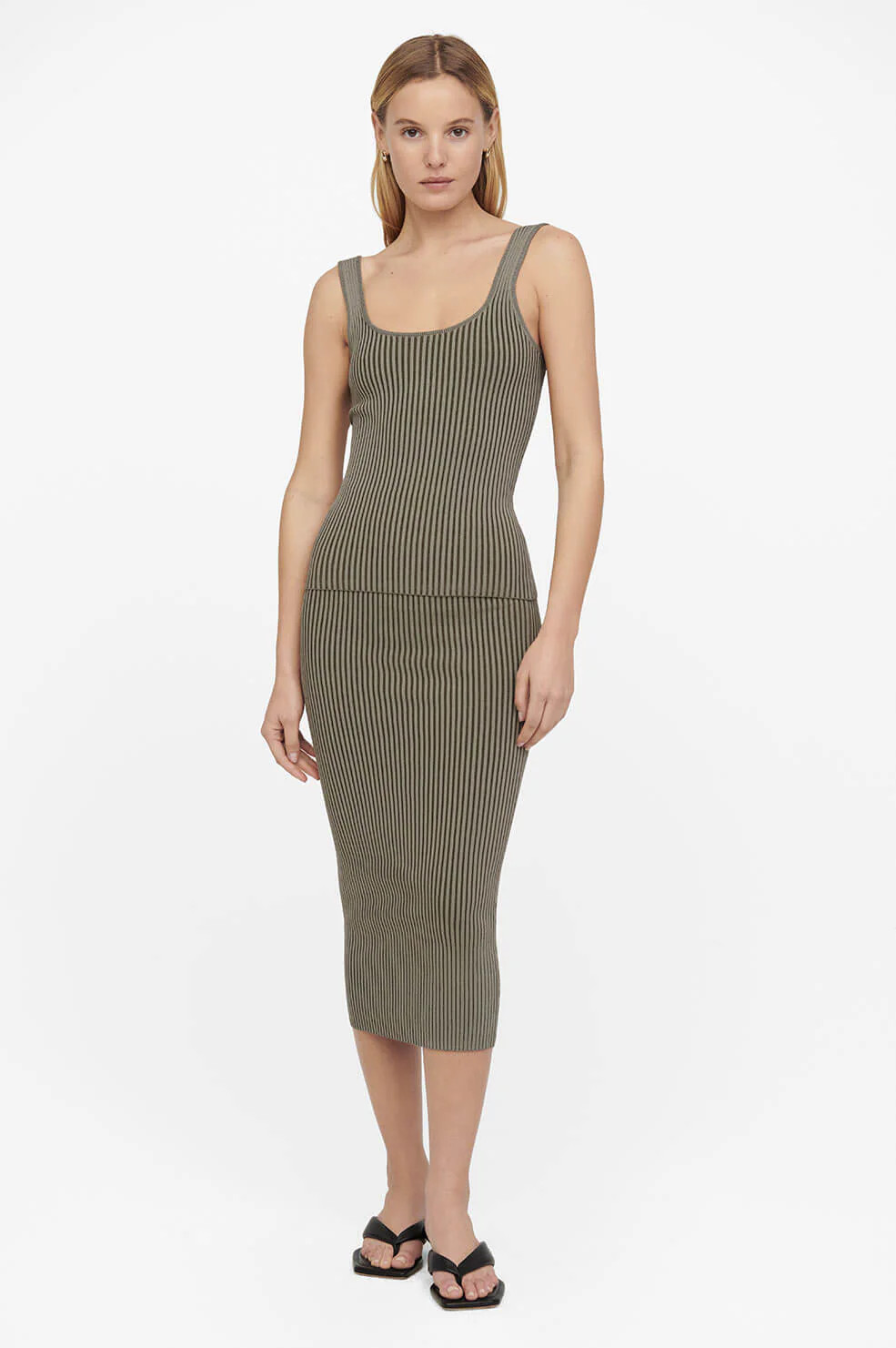 Josie Tank - Green Khaki And Olive | Anine Bing