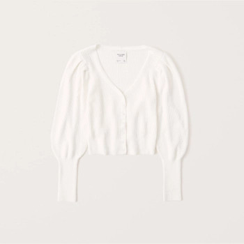 Puff Sleeve Cropped Cardigan | Abercrombie & Fitch (US)