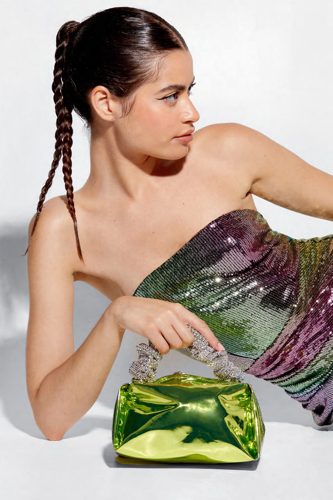 Embellished Ruched Shoulder Bag | Nasty Gal (US)