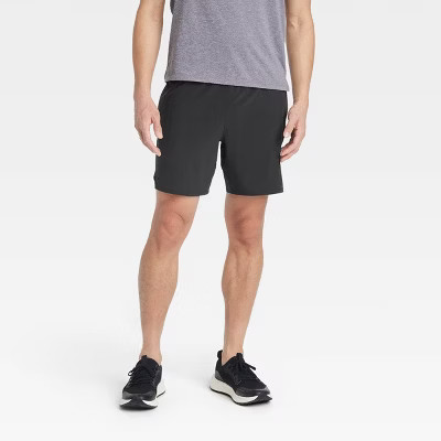 Men's 7" Active Light 2-in-1 Lined Run Shorts - All In Motion™ Black XL: Recycled Polyester, Spandex, Moisture Wicking, Quick Drying | Target