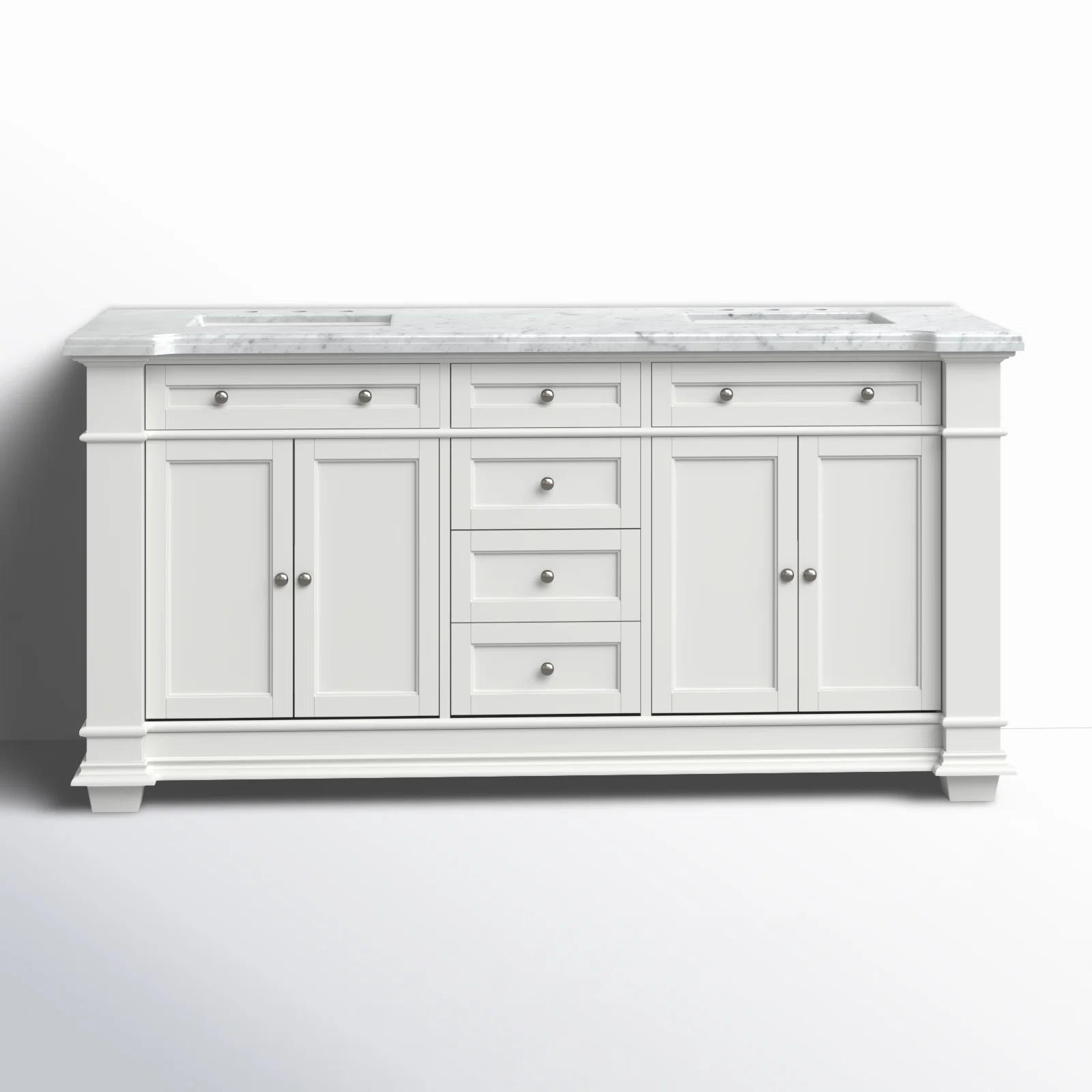 Rea 72'' Double Bathroom Vanity with Carrara Marble Top | Wayfair North America