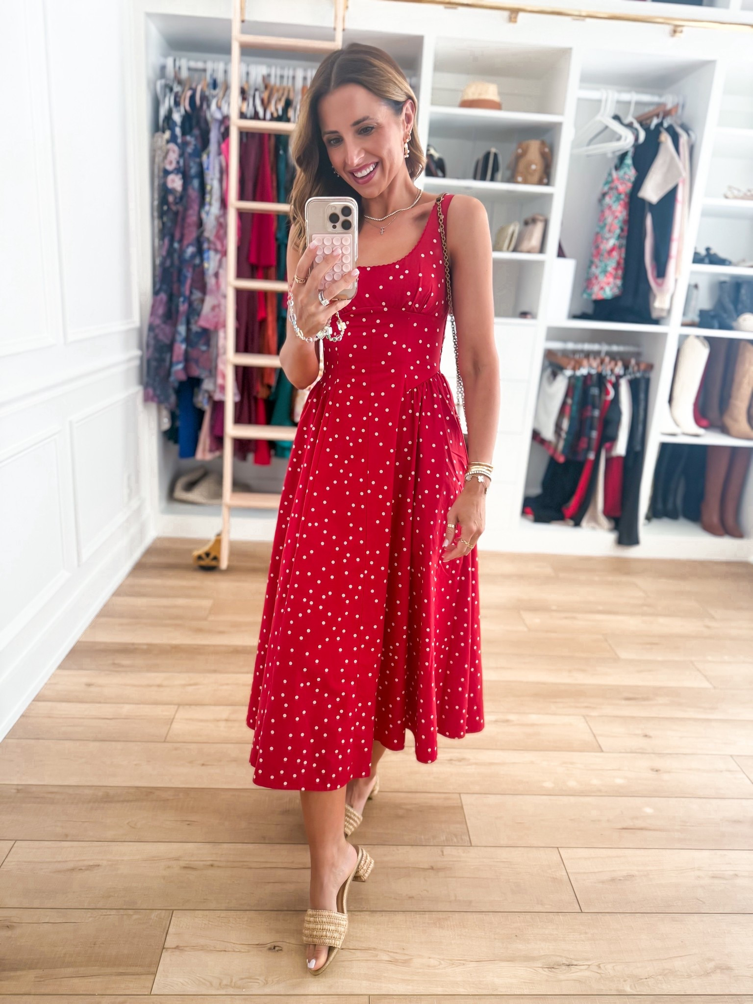 Abercrombie bra-free midi dress in XXS petite. Spring dress. Mother’s Day dress. Spring outfit. Vacation outfit. Vacation dress. Summer dress. Summer outfit. Concert outfit. Target slide sandals are TTS. YSL mini bag. 

#LTKTravel #LTKPetite #LTKMothersDay