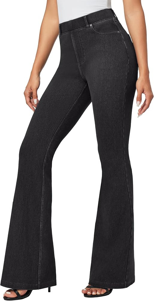 IUGA Bell Bottom Jeans for Women High Waisted Stretchy Pull On Flare Jeans Wide Leg Leggings Tumm... | Amazon (US)