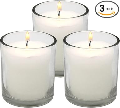 White Votive Candles in Glass Jar - 3 Pk Glass Votives - Long Burning Votives 24 Hour Candle - Sm... | Amazon (US)