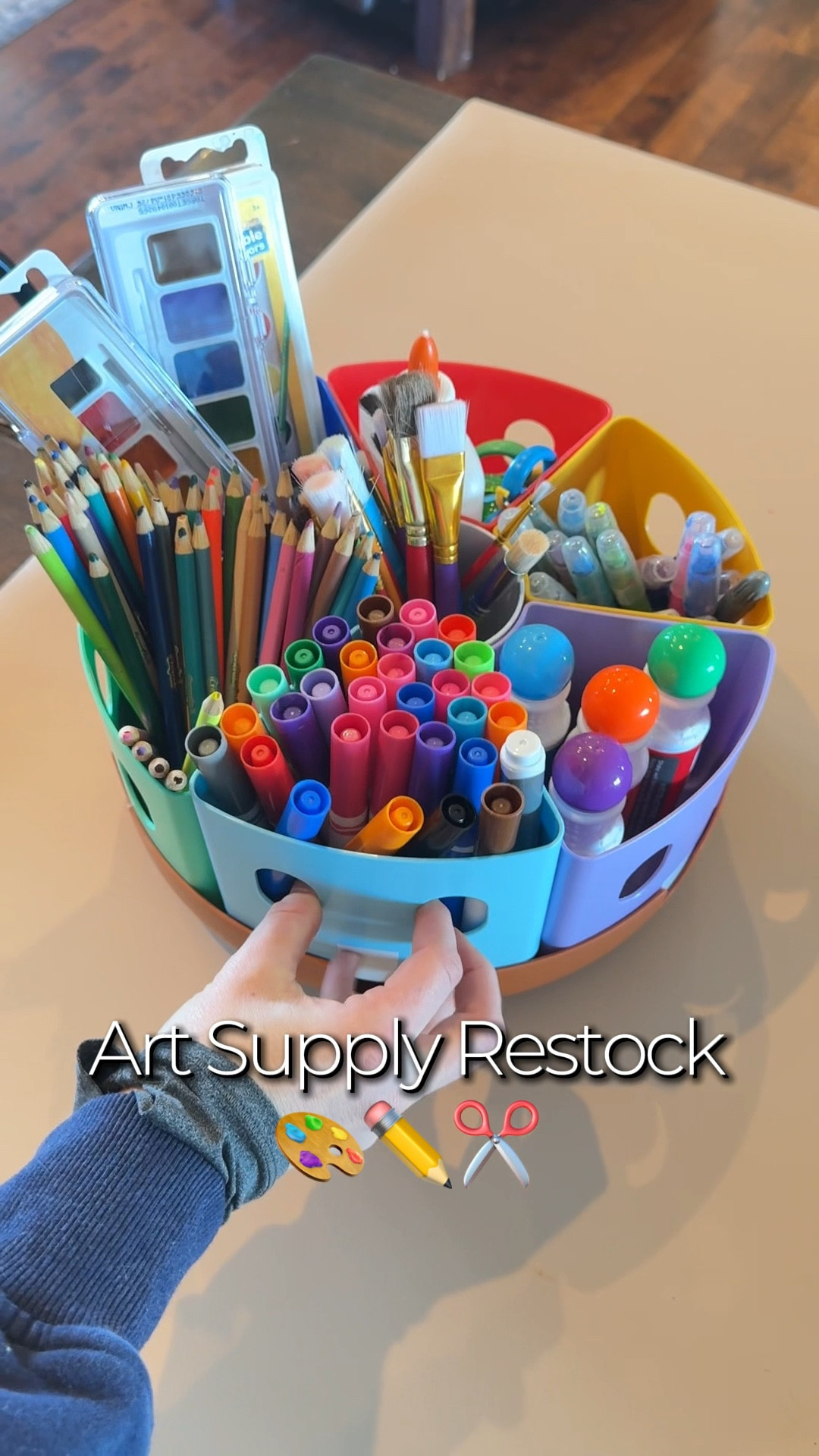 Restocking our art supplies and this rotating organizer has been such a good little upgrade.

I love that each compartment lifts out so the boys can just grab what they need instead of dumping everything at once 😅

Simple systems like this honestly make creative time feel so much calmer (and cleanup easier too).

#LTKKids