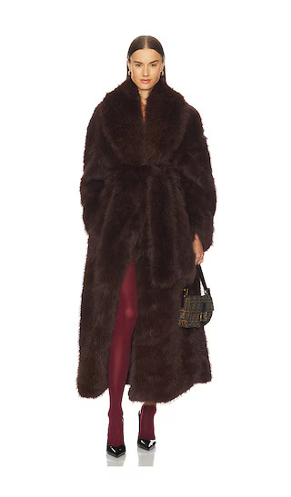 Lisbon Maxi Faux Fur Coat in Java | Revolve Clothing (Global)