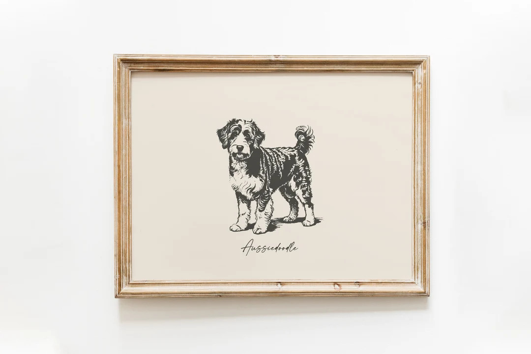 Aussiedoodle Vintage Dog Print: Farmhouse Wall Art (Digital Download) | Etsy (US)