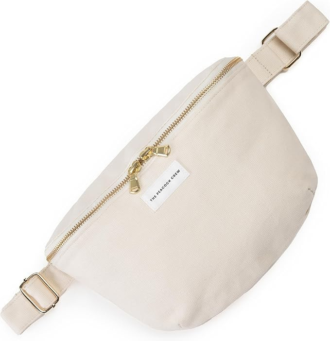 Spacious Beige Off White Crossbody Belt Bag in Cotton Canvas – Lightweight Comfortable & Elegan... | Amazon (US)