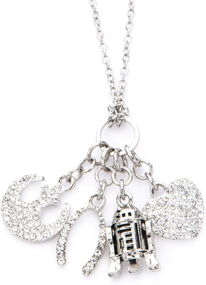 Star Wars Jewelry Women's R2-D2 Multi Charm Stainless Steel Pendant Necklace, Silver, One Size (S... | Amazon (US)