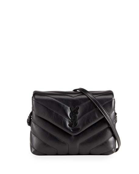 Saint Laurent Loulou Toy Matelasse Calfskin Flap-Top Shoulder Bag, Black Hardware | Neiman Marcus