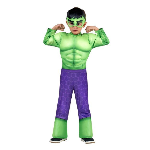 Toddler Marvel Hulk Muscle Chest Halloween Costume Jumpsuit with Mask | Target