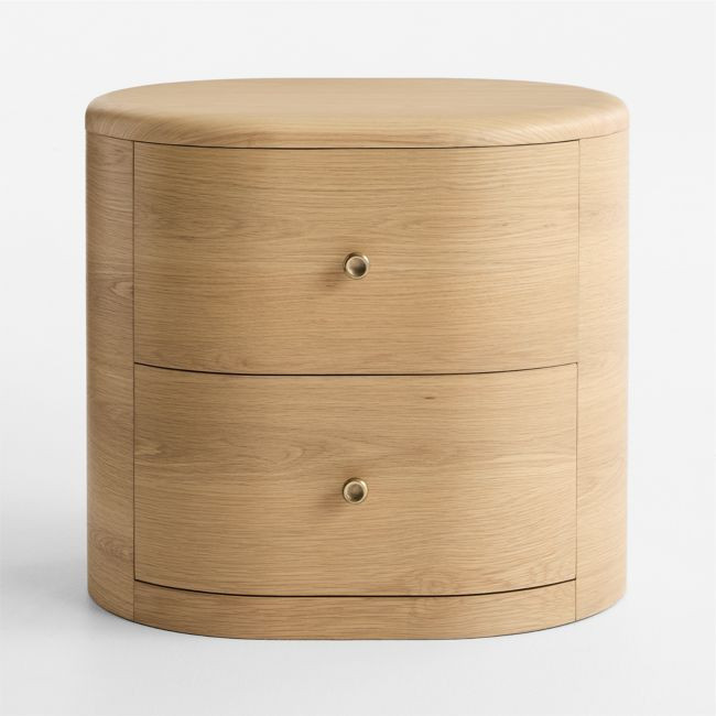 Anneli 24"" Natural Oak Wood Charging Nightstand | Crate & Barrel