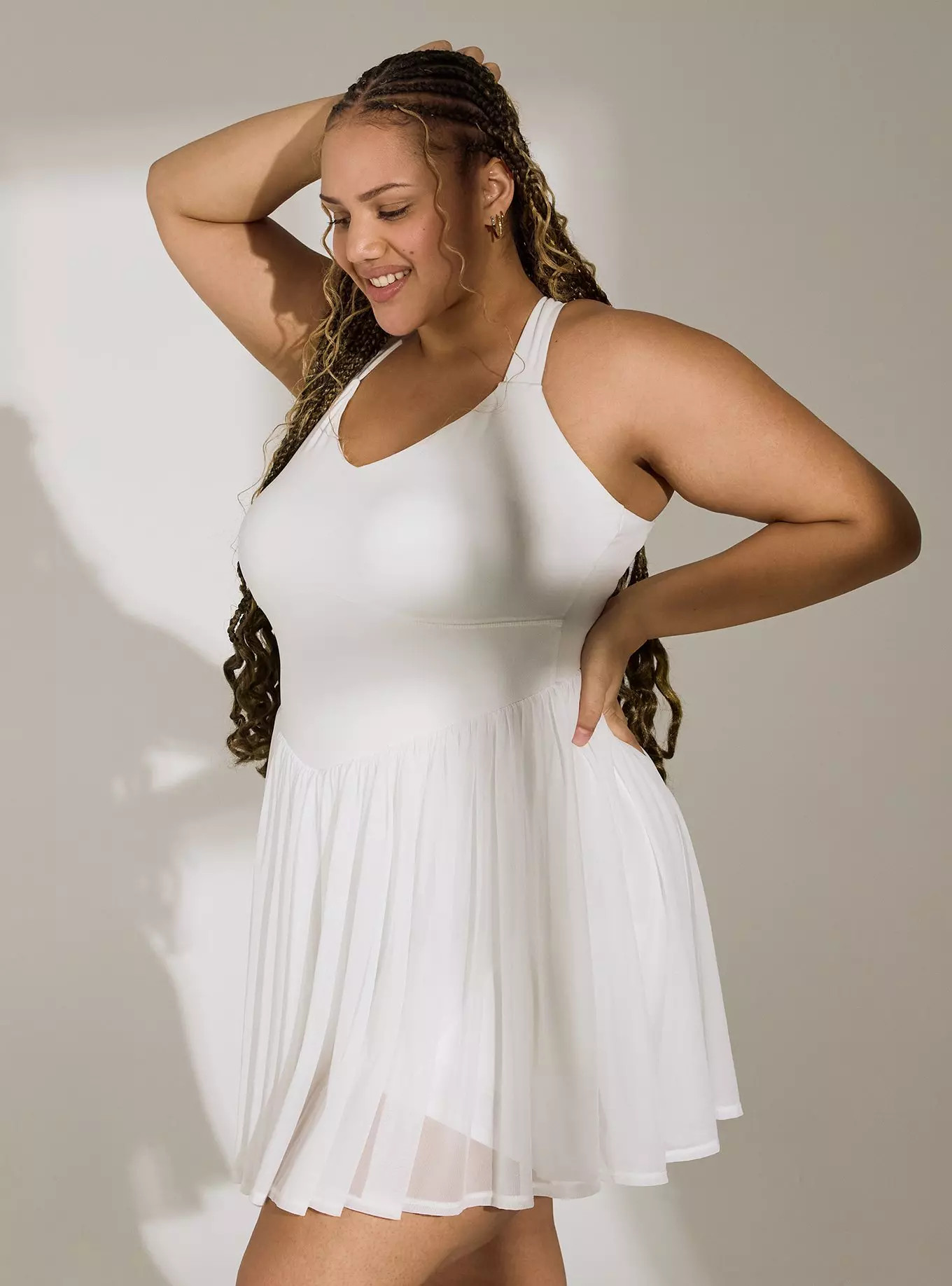 TRU Performance Core Mesh Ruffle 2fer Active Dress | Torrid (US & Canada)