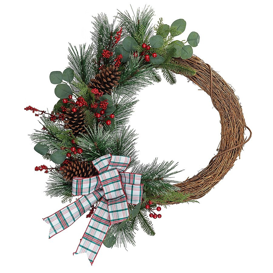 Holiday Living 28-in Indoor (non powered) multi Mixed green Artificial Christmas Wreath | Lowe's