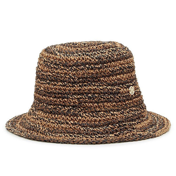 Steve Madden Striped Bucket Hat | Women's | Dark Neutral Tan/Brown/Black | Size One Size | Hats | DSW