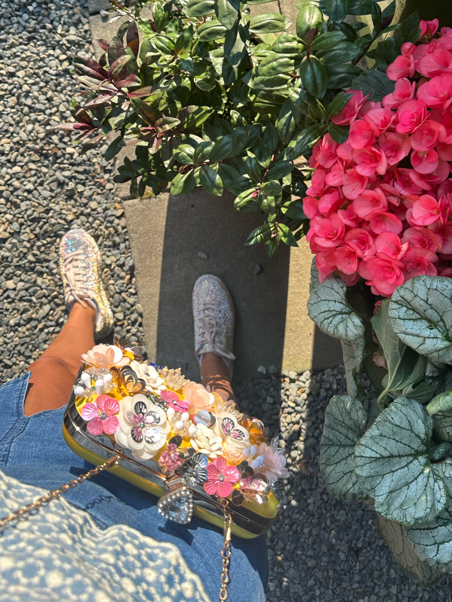 Floral clutch bag with some sparkly shoes 🤩 

#LTKFindsUnder100 #LTKStyleTip #LTKSeasonal