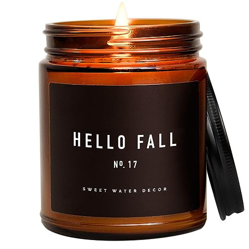 Sweet Water Decor Hello Fall Candle, 9oz Amber Jar, Fall & Thanksgiving | Amazon (US)