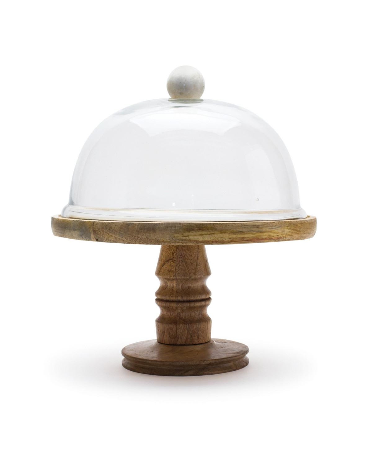 Slickblue Glass Cloche With Wood Pedestal - Brown, White | Macy's
