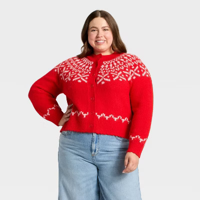 Women's Merriment Cardigan Sweater - Universal Thread™ Red XXL | Target