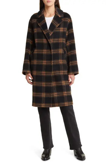 Rails Lore Plaid Wool Blend Coat in Camel Jet at Nordstrom Rack, Size Large | Nordstrom Rack